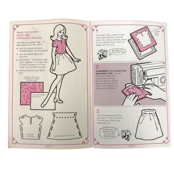 Vintage 70s Mattel Barbie Sew Magic Doll Clothes Pattern Dress Skirt Instruction - Picture 7 of 7